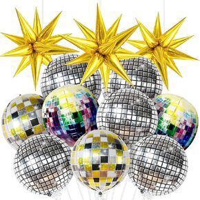 KatchOn, Multicolor Disco Ball Balloons Set - Large 22 Inch, Pack of 12 | birthday party decorations | Disco Balloons for party | 80s Party Decorations, Graduation Decorations 2025