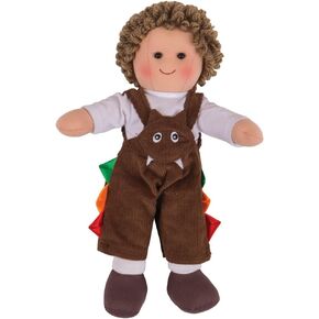 Bigjigs Toys Jack Rag Doll - Ragdoll الصغيرة ، دمى ناعمة لعمر واحد ، دمية أولى مثالية ، ألعاب ناعمة ، دمية Boy Bight