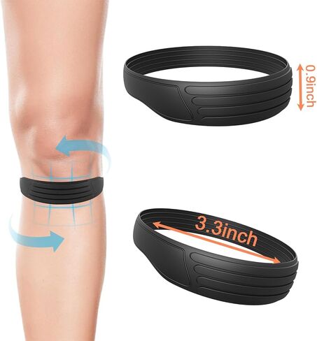 Silicone Knee Strap Patella Support - Stable, Non-Slip Knee Band, with Added Friction and Extra Width - Premium Silicone Material, Easy to Clean - Knee Brace, Knee Pads, Knee Sleeves-2PCS in Kuwait