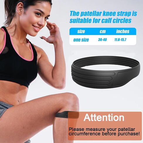 Silicone Knee Strap Patella Support - Stable, Non-Slip Knee Band, with Added Friction and Extra Width - Premium Silicone Material, Easy to Clean - Knee Brace, Knee Pads, Knee Sleeves-2PCS in Kuwait