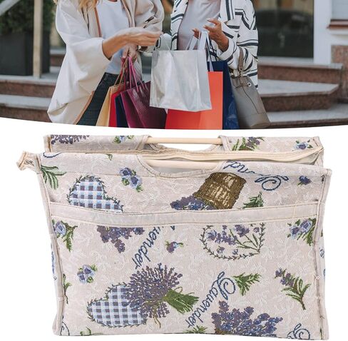 Knitting Needles Storage Bag, Knitting Bag with Wood Handle Fabric Storage Bag for Knitting Needles Sewing Tools (Purple Flower) in Saudi Arabia