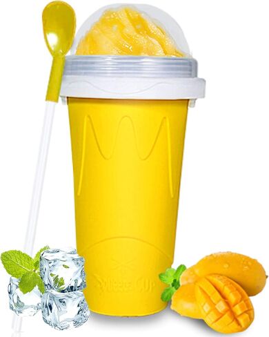 Color Land Slushy Cup, TIK TOK Slushie Maker Cup Frozen Magic Squeeze Cup, Ice Cream Maker Cup, Cool Stuff Trending Tiktok Items Homemade DIY Cool Gadgets with Lid & Straw (Blue) in Kuwait