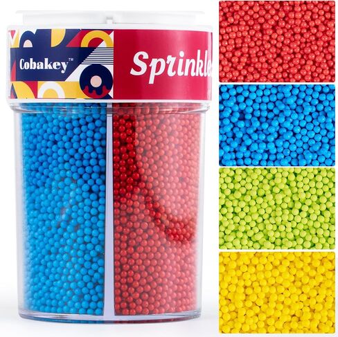 Edible Nonpareils Sprinkles Blue Pink Purple White Nonpareil Sprinkle Mix Rainbow Pastel Sprinkles for Cake Decorations Baking Ice Cream Cookies Cupcake Topper 6.5 ounces in Saudi Arabia