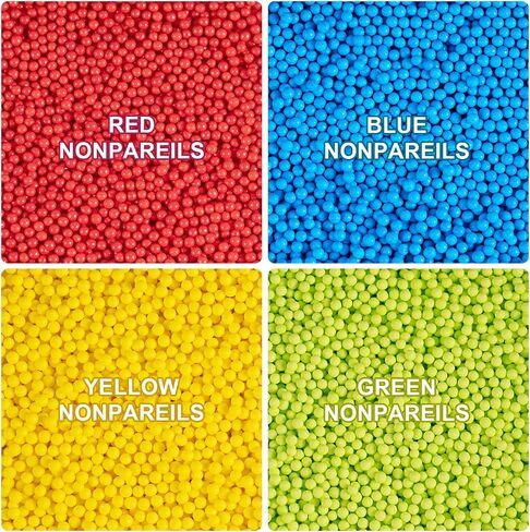 Edible Nonpareils Sprinkles Blue Pink Purple White Nonpareil Sprinkle Mix Rainbow Pastel Sprinkles for Cake Decorations Baking Ice Cream Cookies Cupcake Topper 6.5 ounces in Saudi Arabia