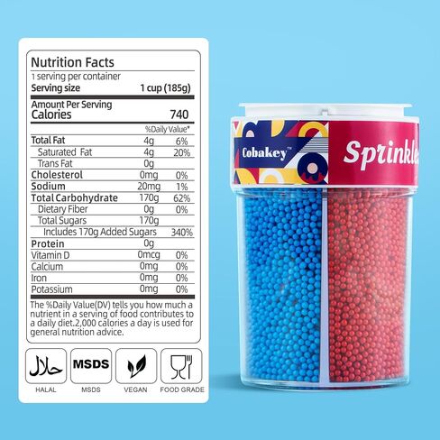 Edible Nonpareils Sprinkles Blue Pink Purple White Nonpareil Sprinkle Mix Rainbow Pastel Sprinkles for Cake Decorations Baking Ice Cream Cookies Cupcake Topper 6.5 ounces in Saudi Arabia