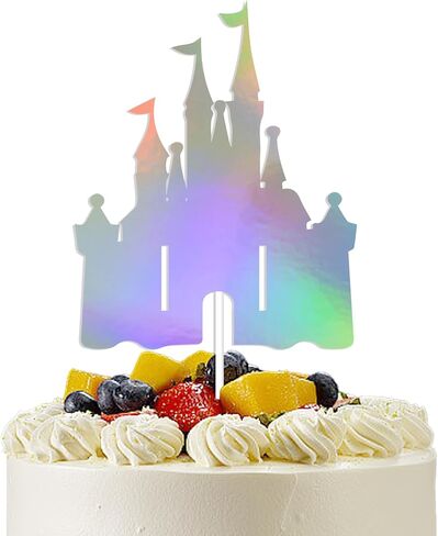 Castle Birthday Cake Topper - Castle Theme Birthday Cake Bunting, Princess Castle Happy Birthday Cake Decor, Little Princess Baby Shower Birthday Party Decorations Holographic in Kuwait