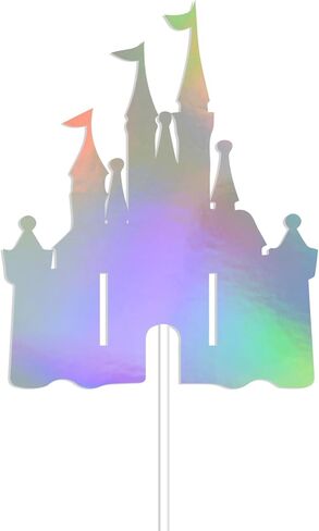 Castle Birthday Cake Topper - Castle Theme Birthday Cake Bunting, Princess Castle Happy Birthday Cake Decor, Little Princess Baby Shower Birthday Party Decorations Holographic in Kuwait