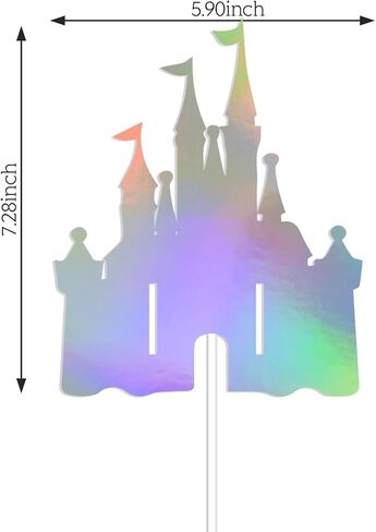Castle Birthday Cake Topper - Castle Theme Birthday Cake Bunting, Princess Castle Happy Birthday Cake Decor, Little Princess Baby Shower Birthday Party Decorations Holographic in Kuwait