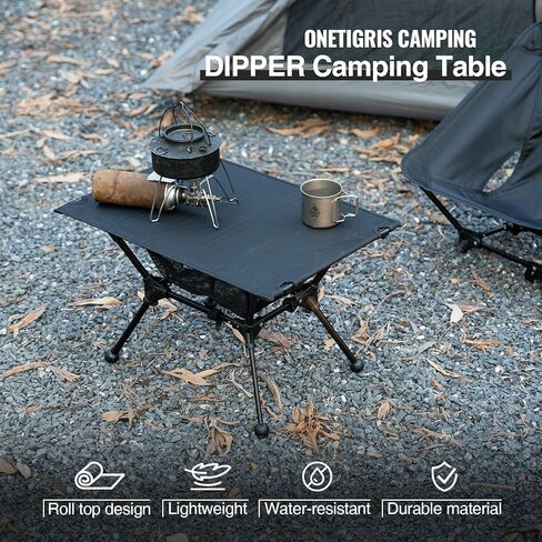 OneTigris Dipper Camping Table, Lightweight Portable Folding Table with Mesh Storage Net, High/Low Options, Ideal for Camping, Hiking, Tailgating, Beach, Picnic, Travel, Backyard in Kuwait