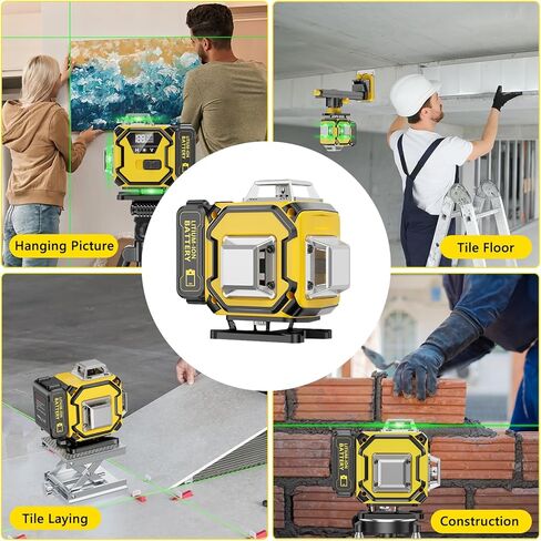 16 خطًا للتسوية الذاتية بالليزر، أداة مستوى ليزر بخط متقاطع أخضر 4 × 360 درجة 4D مع بطاريتين قابلتين لإعادة الشحن، بطاريتين عموديتين 360 درجة واثنين من السطوع الأفقي 360 درجة وجهاز تحكم عن بعد in Kuwait