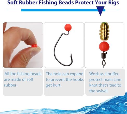 Dovesun Soft Rubber Fishing Beads Fishing Accessories Fishing Bait Eggs 7 Colors Round Fishing Beads with Fishing Tackle-Box 0.23in(600pcs), 0.31in(250pcs), 0.39in(120pcs) in Saudi Arabia