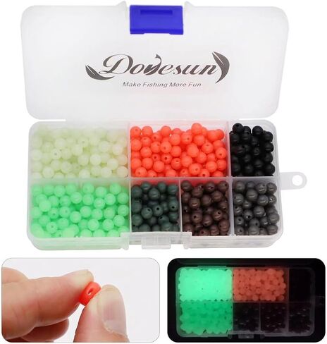 Dovesun Soft Rubber Fishing Beads Fishing Accessories Fishing Bait Eggs 7 Colors Round Fishing Beads with Fishing Tackle-Box 0.23in(600pcs), 0.31in(250pcs), 0.39in(120pcs) in Saudi Arabia
