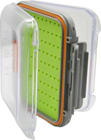 Alichino Fly Box for Fly Files Ice Jig Box Two Sided Waterproof Fly Fishing Box for Nymphs and Streamers (Green Silicone Insert B, S 4.9 * 4 * 1.6 Inch) in Kuwait