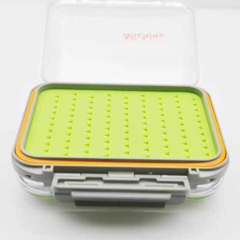 Alichino Fly Box for Fly Files Ice Jig Box Two Sided Waterproof Fly Fishing Box for Nymphs and Streamers (Green Silicone Insert B, S 4.9 * 4 * 1.6 Inch) in Kuwait