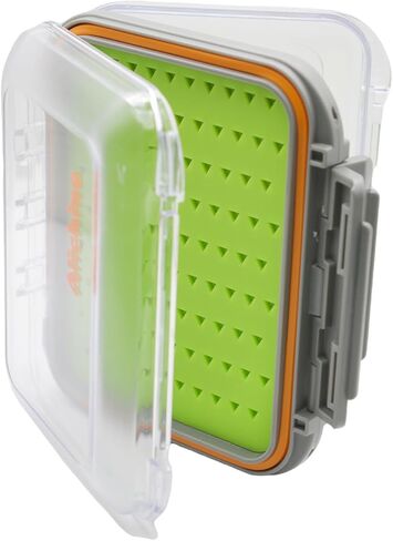 Alichino Fly Box for Fly Files Ice Jig Box Two Sided Waterproof Fly Fishing Box for Nymphs and Streamers (Green Silicone Insert B, S 4.9 * 4 * 1.6 Inch) in Kuwait