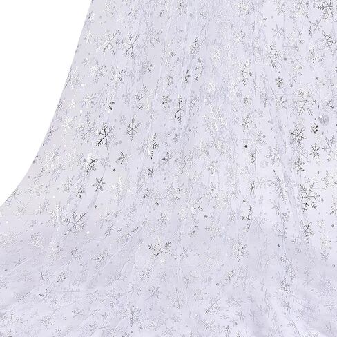 Mayjoydiy 1 Yard Snowflake Silver Foil Mesh Mesh Fabric 63inch Ghost White Nylon Tulle Fabric Rolls Arecer Fabric for DIY Skirt Gift Bow Wedder Winter Party Dress in Saudi Arabia