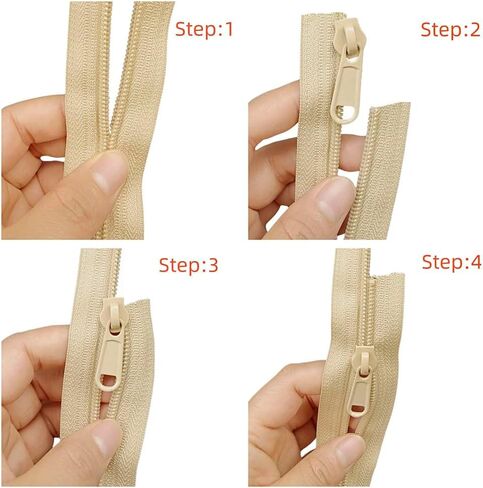 MebuZip #3 Nylon Coil Zippers by The Yard Bulk Zipper Roll Zipper Tape 10 Yards with 25pcs Pulls for Sewing Tailor DIY Craft Bags Pillows (Beige 10Yards) in Kuwait