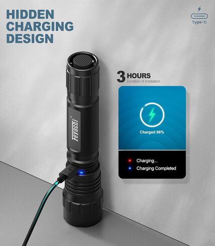 Feyachi FL14-MB Tactical Flashlight 1200 Lumen Matte Black LED Light with Flashlight Mount and Pressure Switch Included in Kuwait