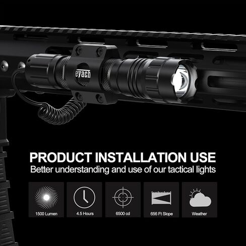 Feyachi FL14-MB Tactical Flashlight 1200 Lumen Matte Black LED Light with Flashlight Mount and Pressure Switch Included in Kuwait