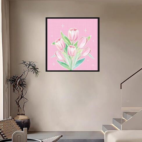 1 Pcs Pink Peony Diamond Painting Kits for Adults Flowers Diamond Art Kits 5D DIY Diamond Painting Craft with Pearl Rhinestone Art Painting for Home Wall Decor Gifts (11.8x11.8inch/30×30cm) in Saudi Arabia