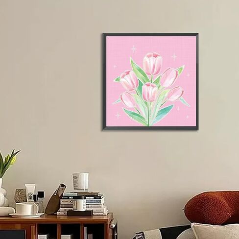 1 Pcs Pink Peony Diamond Painting Kits for Adults Flowers Diamond Art Kits 5D DIY Diamond Painting Craft with Pearl Rhinestone Art Painting for Home Wall Decor Gifts (11.8x11.8inch/30×30cm) in Saudi Arabia