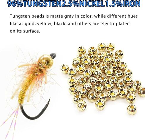 Aventik 50pc Tungsten Beads - Round Ball Beads Fly Tying Materials, 7 Colors / 5 Sizes, Nymph Streamer Think Fast Think Deep in Kuwait