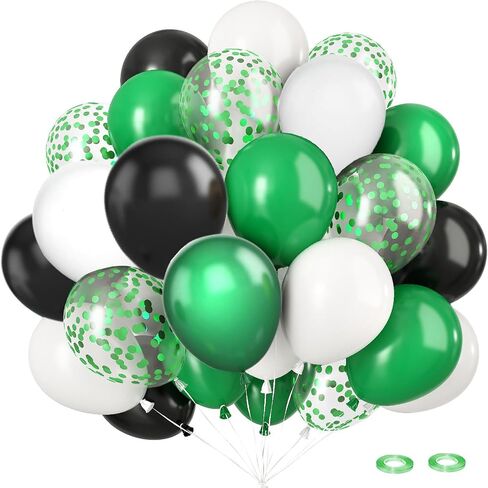 Green Black White Balloons, 50Pcs 12inch Latex Balloons Set for Women Girl Baby Shower Birthday Wedding Party Decorations, Balloon Bunches in Color Black,White,Green in Kuwait