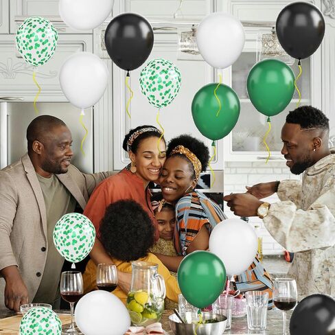 Green Black White Balloons, 50Pcs 12inch Latex Balloons Set for Women Girl Baby Shower Birthday Wedding Party Decorations, Balloon Bunches in Color Black,White,Green in Kuwait