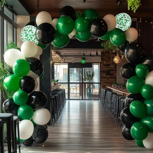 Green Black White Balloons, 50Pcs 12inch Latex Balloons Set for Women Girl Baby Shower Birthday Wedding Party Decorations, Balloon Bunches in Color Black,White,Green in Kuwait