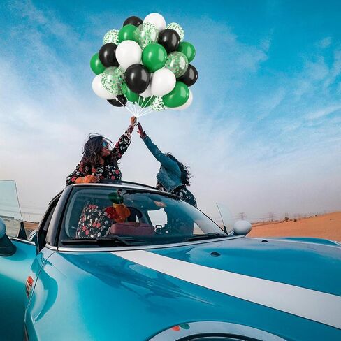 Green Black White Balloons, 50Pcs 12inch Latex Balloons Set for Women Girl Baby Shower Birthday Wedding Party Decorations, Balloon Bunches in Color Black,White,Green in Kuwait