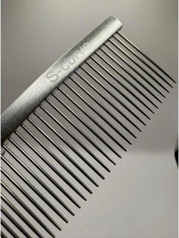 S-Curved Dog Grooming Comb, Dog Combs for Grooming Matting, Doodle Brush, Dematting Comb for Dogs, Dog Grooming Tools, Pet Comb, Metal Dog Grooming Comb, Dog Detangler Brush, Dog Dematting in Saudi Arabia