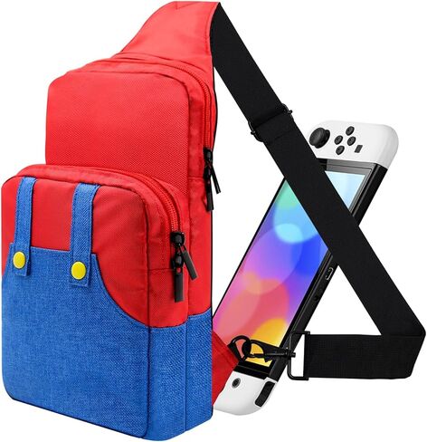 Cute Travel Bag for Nintendo Switch/Lite/OLED/Steam Deck, Small Sling Portable Waterproof Backpack Carrying Crossbody Shoulder Chest Gaming Bag Case for NS SD Console Dock Joy-Cons Accessories Storage in Kuwait