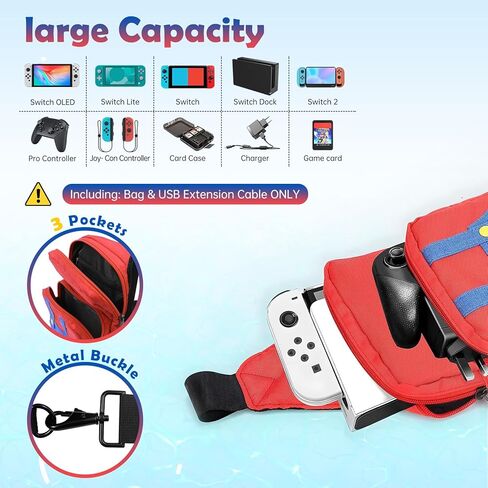Cute Travel Bag for Nintendo Switch/Lite/OLED/Steam Deck, Small Sling Portable Waterproof Backpack Carrying Crossbody Shoulder Chest Gaming Bag Case for NS SD Console Dock Joy-Cons Accessories Storage in Kuwait