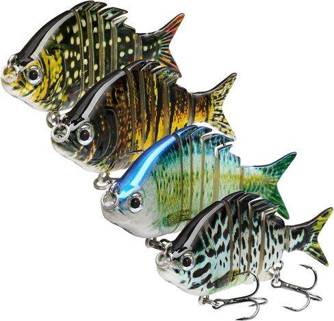 Bassdash SwimPanfish 2.5"/0.34oz Hard Bluegill Swimbaits Multi Jointed Topwater Trout Bass Fishing Crank Lure,Pack of 4 in Kuwait