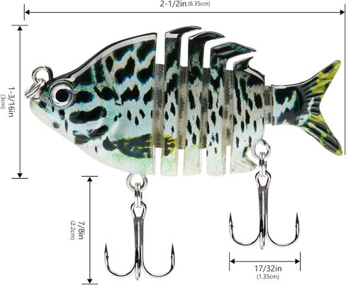 Bassdash SwimPanfish 2.5"/0.34oz Hard Bluegill Swimbaits Multi Jointed Topwater Trout Bass Fishing Crank Lure,Pack of 4 in Kuwait