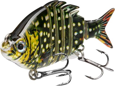 Bassdash SwimPanfish 2.5"/0.34oz Hard Bluegill Swimbaits Multi Jointed Topwater Trout Bass Fishing Crank Lure,Pack of 4 in Kuwait