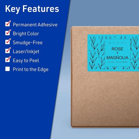 Avery Printable Rectangle Labels with Sure Feed Technology, 5" x 8-1/8", Bright Blue Labels, Laser/Inkjet, 80 Total, Great for Shipping Labels and Packaging Labels in Saudi Arabia