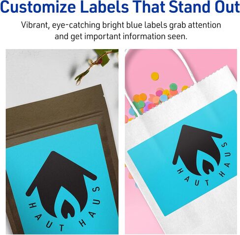 Avery Printable Rectangle Labels with Sure Feed Technology, 5" x 8-1/8", Bright Blue Labels, Laser/Inkjet, 80 Total, Great for Shipping Labels and Packaging Labels in Saudi Arabia