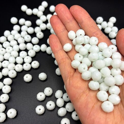 265pcs حبات زجاجية لصنع المجوهرات ، حبات زجاجية بلورية 10 ملم لتصنيع الأساور ، روندل ، حبات كريستال بيضاء كبيرة لخبراء النبيذ ، سحر الرياح ، in Saudi Arabia