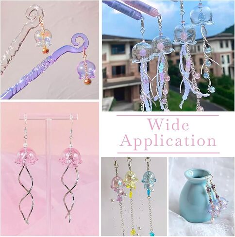 Cheriswelry Lily Flower Beads Caps Clear Glass Wind Bell Beads Crystal Fishing Beads for Wind Chimes Bracelet Earrings Jewelry Making Decor in Saudi Arabia