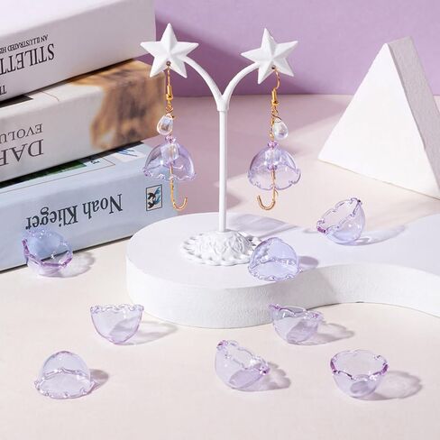 Cheriswelry Lily Flower Beads Caps Clear Glass Wind Bell Beads Crystal Fishing Beads for Wind Chimes Bracelet Earrings Jewelry Making Decor in Saudi Arabia