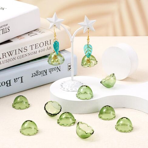 Cheriswelry Lily Flower Beads Caps Clear Glass Wind Bell Beads Crystal Fishing Beads for Wind Chimes Bracelet Earrings Jewelry Making Decor in Saudi Arabia