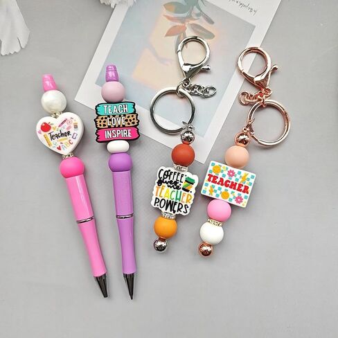 JNWHY SILICONE BOCAL BEADS for Pens Sclk Keychain Make Kit Kit Focals مع شخصيات نمط DIY هدية ART CRAFT (موضوع المعلم) in Saudi Arabia