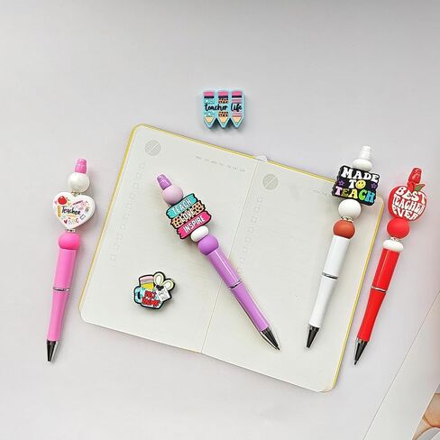 JNWHY SILICONE BOCAL BEADS for Pens Sclk Keychain Make Kit Kit Focals مع شخصيات نمط DIY هدية ART CRAFT (موضوع المعلم) in Saudi Arabia