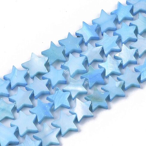 Fashewelry 38pcs Star Severy Natural Freshwater Shell حبات فضفاضة مصقول حبات فاصل مسطحة من خمسة نقاط محفورة بالكامل للمجوهرات DIY Craft Neckleace Darring (White) in Saudi Arabia