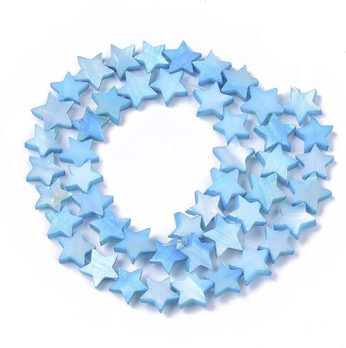 Fashewelry 38pcs Star Severy Natural Freshwater Shell حبات فضفاضة مصقول حبات فاصل مسطحة من خمسة نقاط محفورة بالكامل للمجوهرات DIY Craft Neckleace Darring (White) in Saudi Arabia
