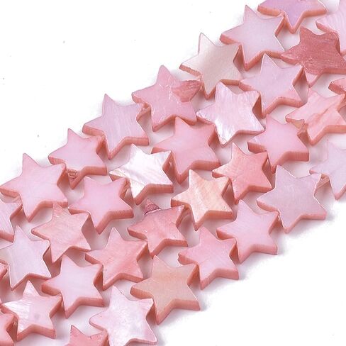 Fashewelry 38pcs Celestial Star Natural Freshwater Shell Loose Beads Polished Five-Pointed Star Flat Spacer Beads Fully Drilled for Jewelry DIY Craft Necklace Bracelet Earring (White) in Saudi Arabia