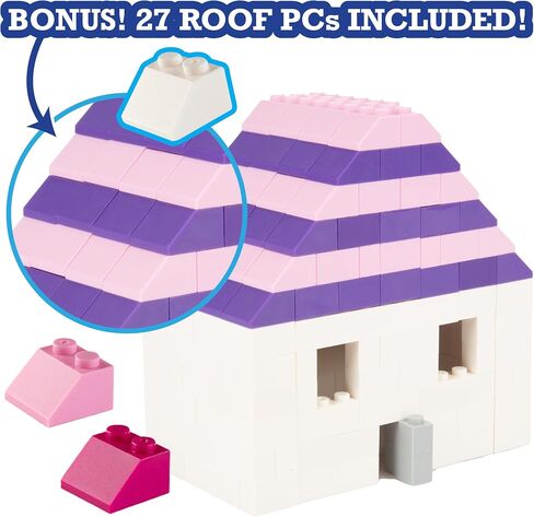 SCS Direct Building Block Bricks- Set of 500 Pc Bulk- 7 Glow in The Dark Colors with 27 Roof Pieces - Compatible and Tight Fit with Major Brands- Great for Activity Table, School Projects in Saudi Arabia
