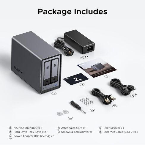 UGREEN NASync DXP4800 4-Bay Desktop NAS، وحدة المعالجة المركزية Intel N100 رباعية النواة، ذاكرة وصول عشوائي DDR5 سعة 8 جيجابايت، 32 جيجا eMMC، 2 * 2.5 جيجا بايت، 2 * فتحات M.2 NVMe، 4K HDMI، تخزين متصل بالشبكة (بدون أقراص) in Kuwait