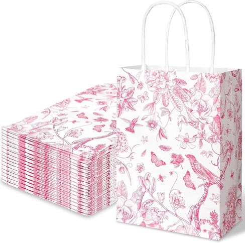 Whaline 16pcs الأزهار الطيور الأكياس الأكياس الهدايا الأزرق والأبيض لحفل زهرة تفضل الحقائب مع مقابض جيدة الأكياس حلوى الحلوى لمستلزمات الحفلات ، 5.9 × 8.3 × 3.1 بوصة in Saudi Arabia